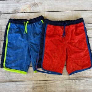 Land’s End Boys Swim Shorts Trunks Side Pockets Adjustable Waist Size M 10 12